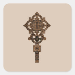 Adesivo Quadrado Cruz de Mão de Madeira