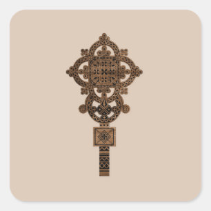 Adesivo Quadrado Cruz de Mão de Madeira