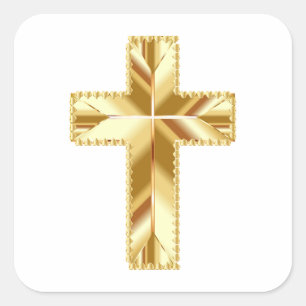 Adesivo Quadrado Cruz Dourado