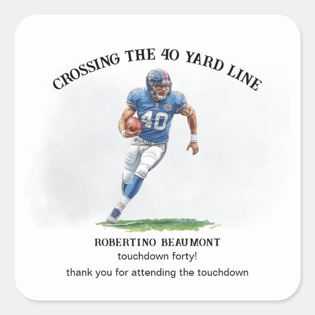 Adesivo Quadrado Cruzando o aniversário de 40 anos de futebol ameri (Frente)