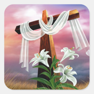 Adesivo Quadrado Cruzes e cenas de domingo da páscoa e de palma