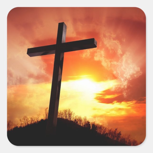 Adesivo Quadrado Cruzes Religiosas em Páscoas Sunset (Frente)