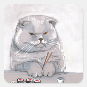 Adesivo Quadrado ©CSiravo do Sr. Grumps do gato do sushi