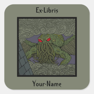 Adesivo Quadrado Cthulhu Bookplate