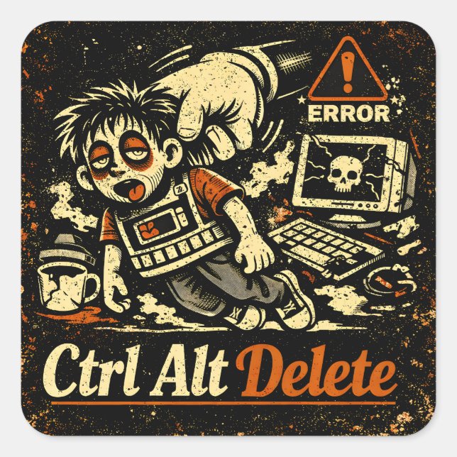 Adesivo Quadrado Ctrl Alt Delete – Reboot Life Tech Humor (Frente)