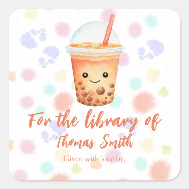 Adesivo Quadrado cu-tea bubble tea - para a biblioteca de (Frente)