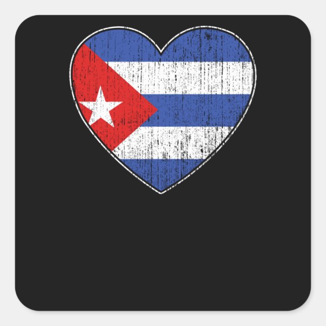 Adesivo Quadrado Cuba Flag Love Heart Cuban (Frente)