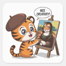 Adesivo Quadrado Cubo Criativo de Tigre - Voltar à Pintura Escolar