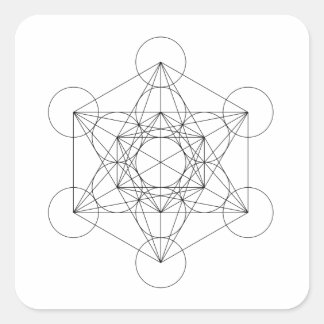 Adesivo Quadrado Cubo de Metatron Preto e Branco