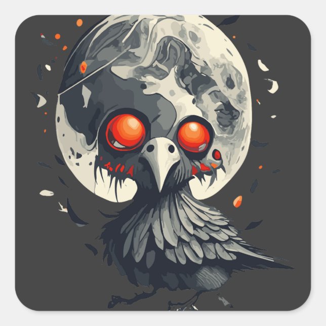 Adesivo Quadrado Cuervo y luna (Frente)