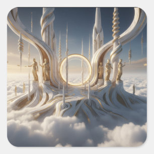 Adesivo Quadrado Cuidadores Guardam Portal do Céu nas Nuvens