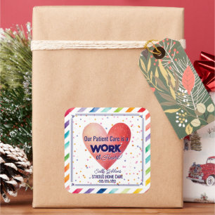 Adesivo Quadrado cuidados a pacientes de saúde é trabalho de cuidad