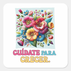 Adesivo Quadrado Cuídate para Crefarte floral
