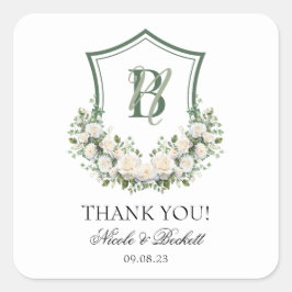 Adesivo Quadrado Cume de Flores Brancas Obrigado Casamento