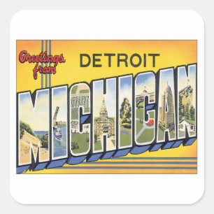 Adesivo Quadrado Cumprimentos de Detroit Michigan