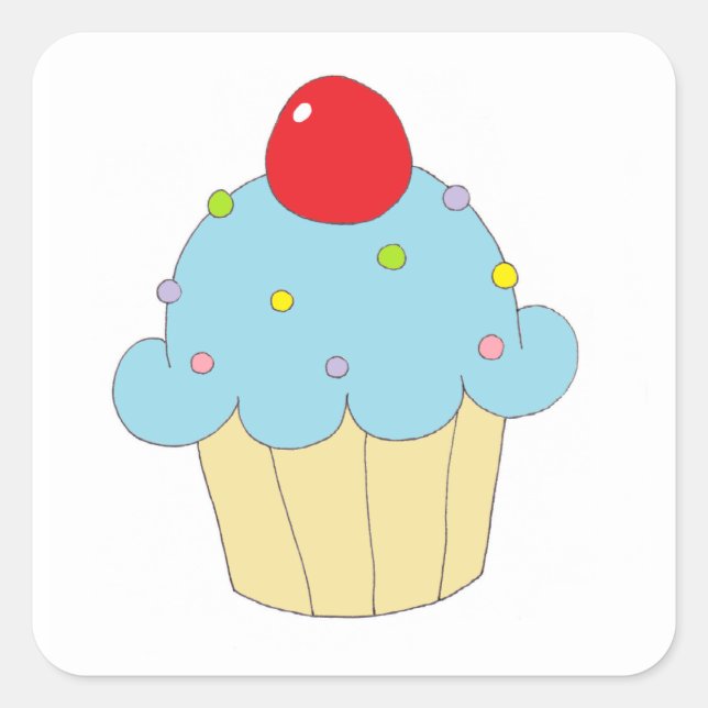 Adesivo Quadrado Cupcake azul (Frente)