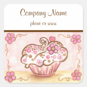 Adesivo Quadrado Cupcake Business Stickers