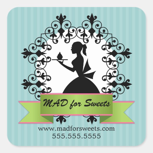 Adesivo Quadrado Cupcake Caixas de Papel (Frente)