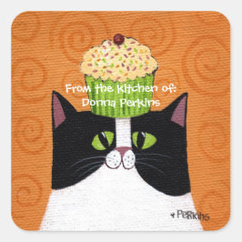 Adesivo Quadrado Cupcake Cat Sticker