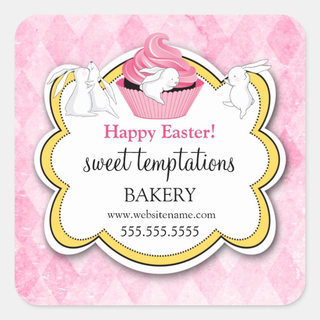 Adesivo Quadrado Cupcake Colorido Bunnies (Frente)