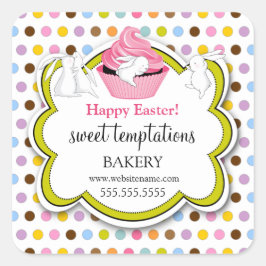 Adesivo Quadrado Cupcake Colorido Bunnies