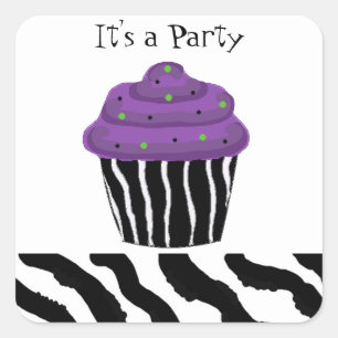 Adesivo Quadrado Cupcake com Estampa de Zebra