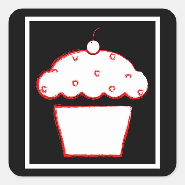 Adesivo Quadrado cupcake de cereja (Frente)