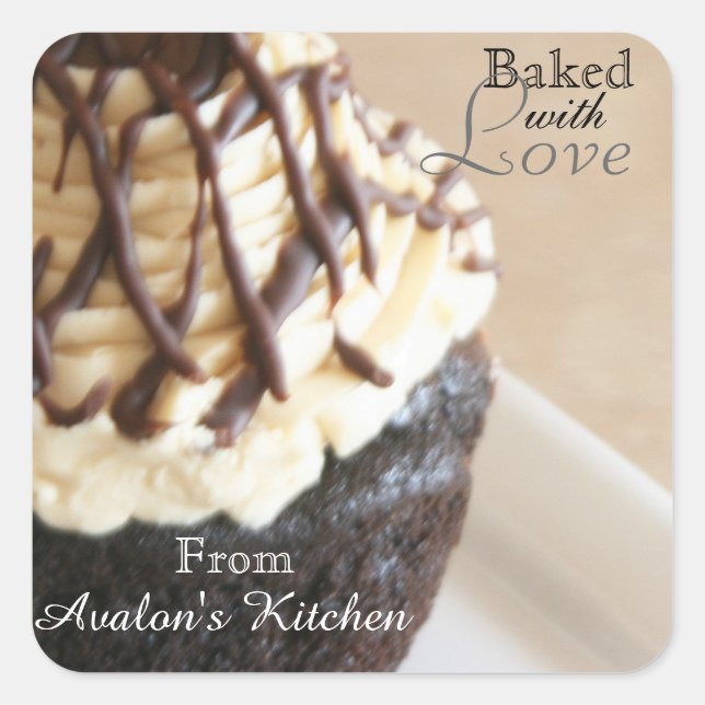 Adesivo Quadrado Cupcake de chocolate (Frente)