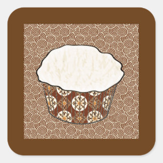 Adesivo Quadrado Cupcake de coco, plano de fundo de espiral japonês