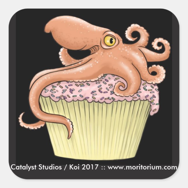 Adesivo Quadrado Cupcake Octopus Stickers (Frente)