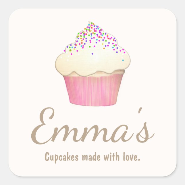 Adesivo Quadrado Cupcake Padaria Catarina Chef Catering (Frente)