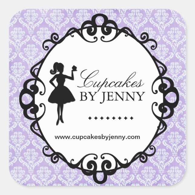 Adesivo Quadrado Cupcake Silhouette Packaging Stickers (Frente)