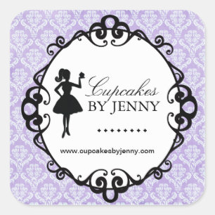 Adesivo Quadrado Cupcake Silhuette Packaging Stickers