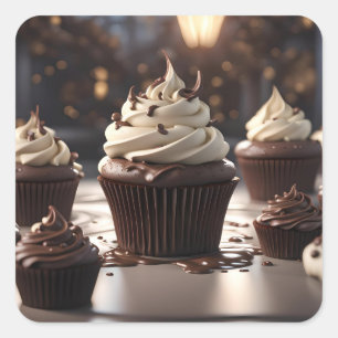 Adesivo Quadrado Cupcakes de chocolate