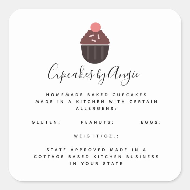 Adesivo Quadrado Cupcakes de chocolate Comida Sticker Business Squa (Frente)