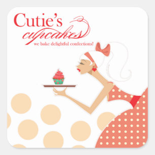 Adesivo Quadrado Cupcakes de Cutie - Confecções Desenhos e Pastri