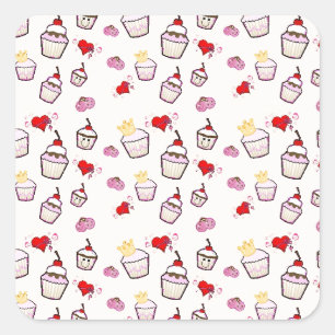 Adesivo Quadrado Cupcakes Kawaii Acessórios de padrão