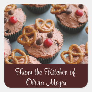 Adesivo Quadrado Cupcakes para renas natalinas Stickers