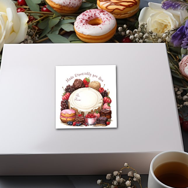 Adesivo Quadrado Cupcakes Rosquinha Brownies Candy (Criador carregado)