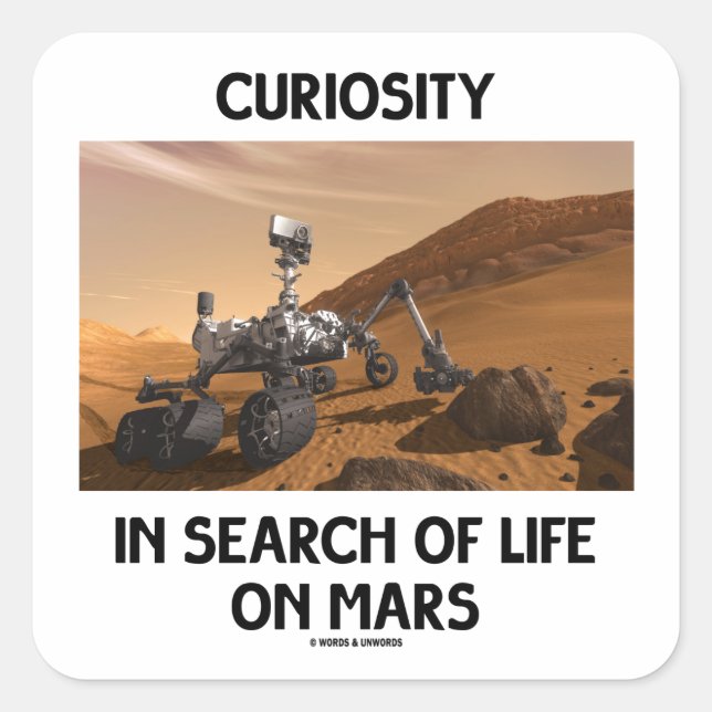 Adesivo Quadrado Curiosidade Em Busca Da Vida No Passeio Marte Mart (Frente)