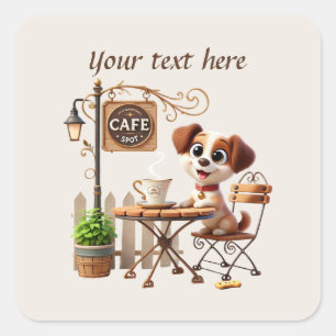 Adesivo Quadrado Curioso adicionar seu compro de café de texto