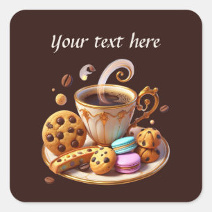 Adesivo Quadrado Curioso adicionar seu compro de café de texto