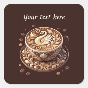 Adesivo Quadrado Curioso adicionar seu compro de café de texto