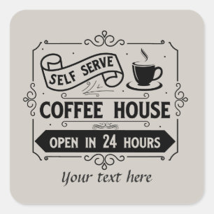 Adesivo Quadrado Curioso autoatendimento café personalizável