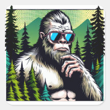 Curioso Pé-Grande com Óculos-Sol Escondendo-se em 