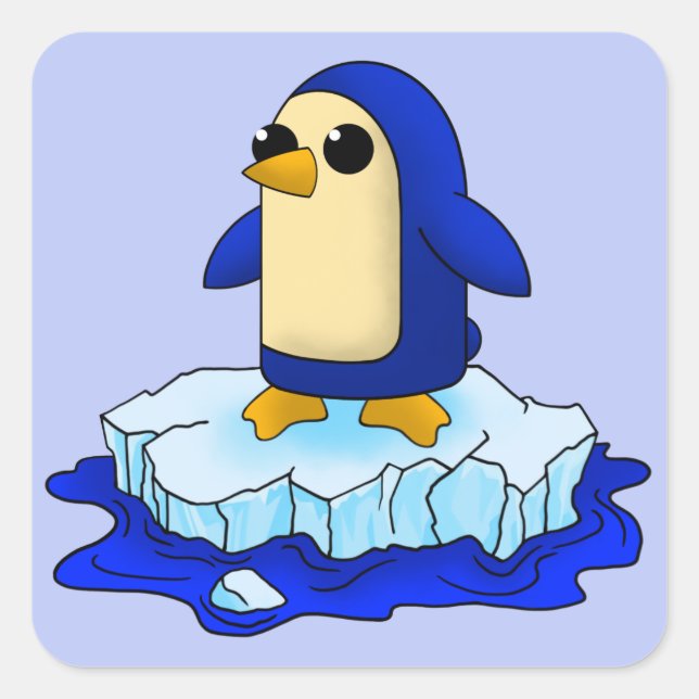 Adesivo Quadrado Curioso Pinguim Curioso (Frente)