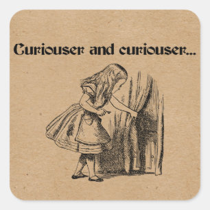 Adesivo Quadrado Curiouser e Alice Curiosa com Chave