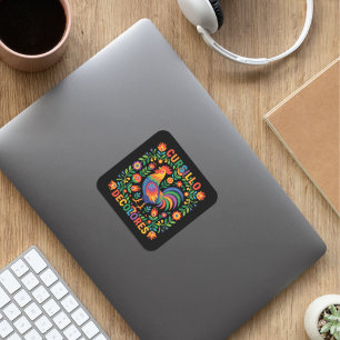 Adesivo Quadrado Cursillo DeColores Galo de Arte Folclórica Espanho