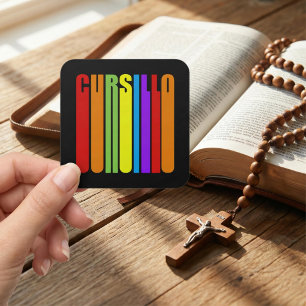 Adesivo Quadrado Cursillo Texto Colorido Alongado Fé Cristã