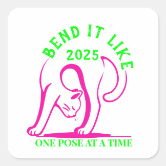 Adesivo Quadrado Curta Como 2025: Diversão De Gato De Ioga